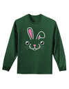 Cute Bunny Face Adult Long Sleeve Dark T-Shirt-TooLoud-Dark-Green-Small-Davson Sales