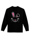 Cute Bunny Face Adult Long Sleeve Dark T-Shirt-TooLoud-Black-Small-Davson Sales