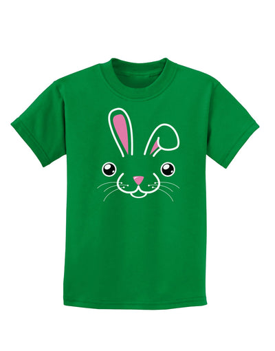 Cute Bunny Face Childrens Dark T-Shirt-Childrens T-Shirt-TooLoud-Kelly-Green-X-Small-Davson Sales