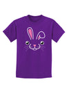 Cute Bunny Face Childrens Dark T-Shirt-Childrens T-Shirt-TooLoud-Purple-X-Small-Davson Sales