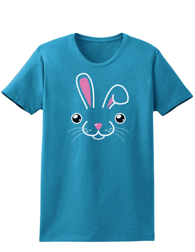 Cute Bunny Face Easter Womens Dark T-Shirt - Ladies-TooLoud-Turquoise-X-Small-Davson Sales