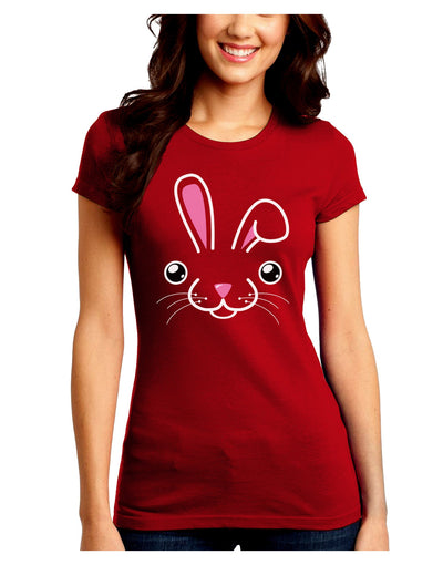 Cute Bunny Face Juniors Crew Dark T-Shirt-T-Shirts Juniors Tops-TooLoud-Red-Juniors Fitted Small-Davson Sales