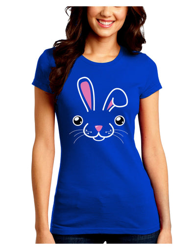 Cute Bunny Face Juniors Crew Dark T-Shirt-T-Shirts Juniors Tops-TooLoud-Royal-Blue-Juniors Fitted Small-Davson Sales