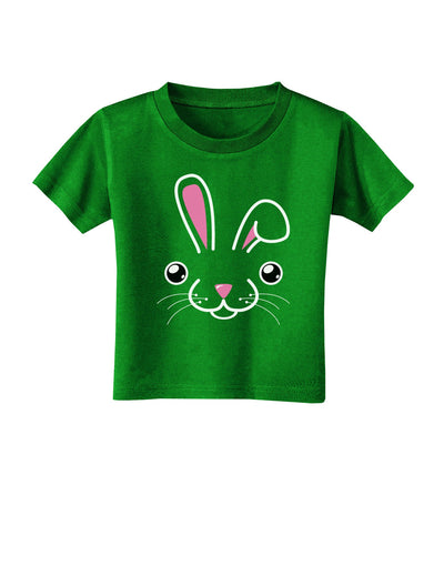 Cute Bunny Face Toddler T-Shirt Dark-Toddler T-Shirt-TooLoud-Clover-Green-2T-Davson Sales