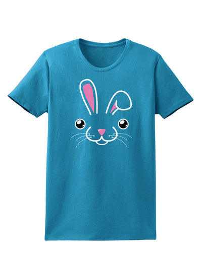 Cute Bunny Face Womens Dark T-Shirt-TooLoud-Turquoise-X-Small-Davson Sales