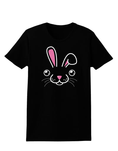 Cute Bunny Face Womens Dark T-Shirt-TooLoud-Black-X-Small-Davson Sales