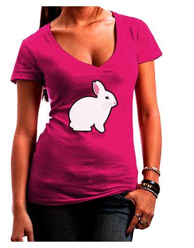 Cute Bunny Rabbit Easter Juniors V-Neck Dark T-Shirt-Womens V-Neck T-Shirts-TooLoud-Hot-Pink-Juniors Fitted Small-Davson Sales