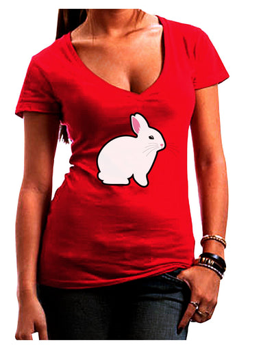 Cute Bunny Rabbit Easter Juniors V-Neck Dark T-Shirt-Womens V-Neck T-Shirts-TooLoud-Red-Juniors Fitted Small-Davson Sales