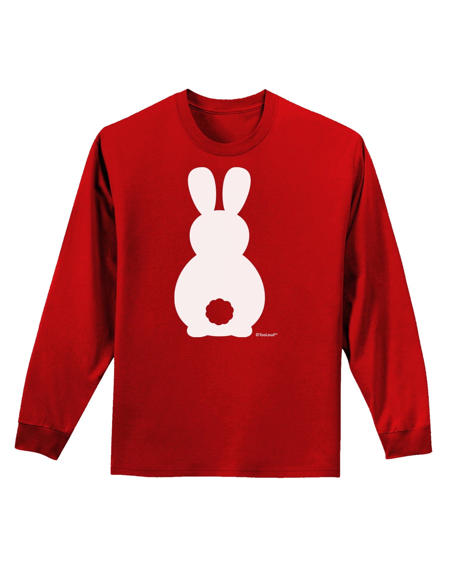 Cute Bunny Silhouette with Tail Adult Long Sleeve Dark T-Shirt by TooLoud-TooLoud-Red-Small-Davson Sales