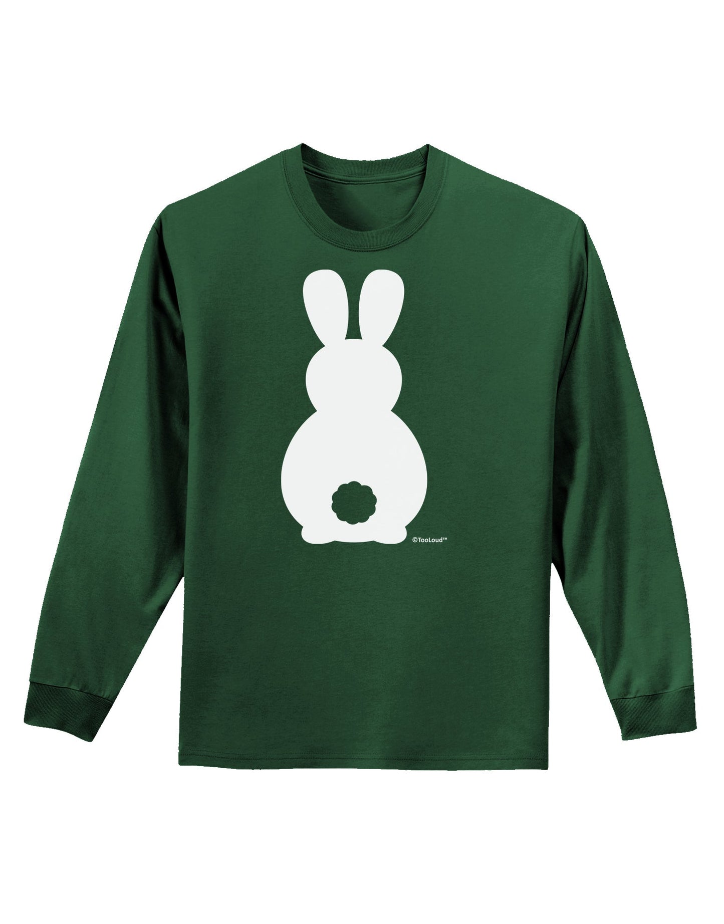 Cute Bunny Silhouette with Tail Adult Long Sleeve Dark T-Shirt by TooLoud-TooLoud-Dark-Green-Small-Davson Sales