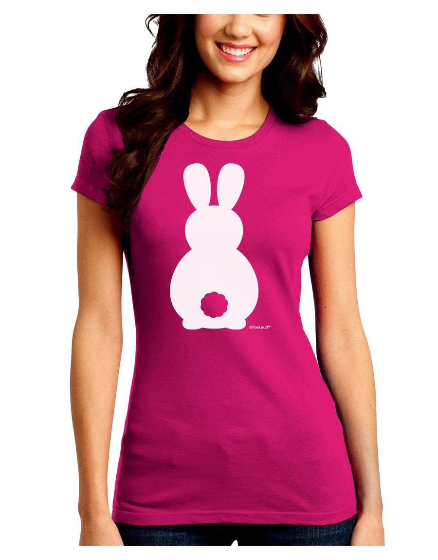 Cute Bunny Silhouette with Tail Juniors Crew Dark T-Shirt by TooLoud-T-Shirts Juniors Tops-TooLoud-Black-Juniors Fitted Small-Davson Sales