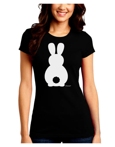 Cute Bunny Silhouette with Tail Juniors Crew Dark T-Shirt by TooLoud-T-Shirts Juniors Tops-TooLoud-Black-Juniors Fitted Small-Davson Sales