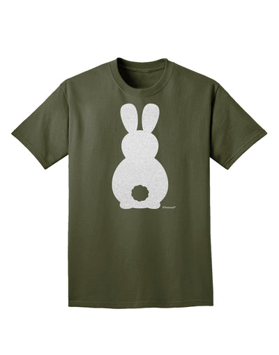 Cute Bunny Silhouette with Tail - White Glitter Adult Dark T-Shirt by TooLoud-Mens T-Shirt-TooLoud-Military-Green-Small-Davson Sales