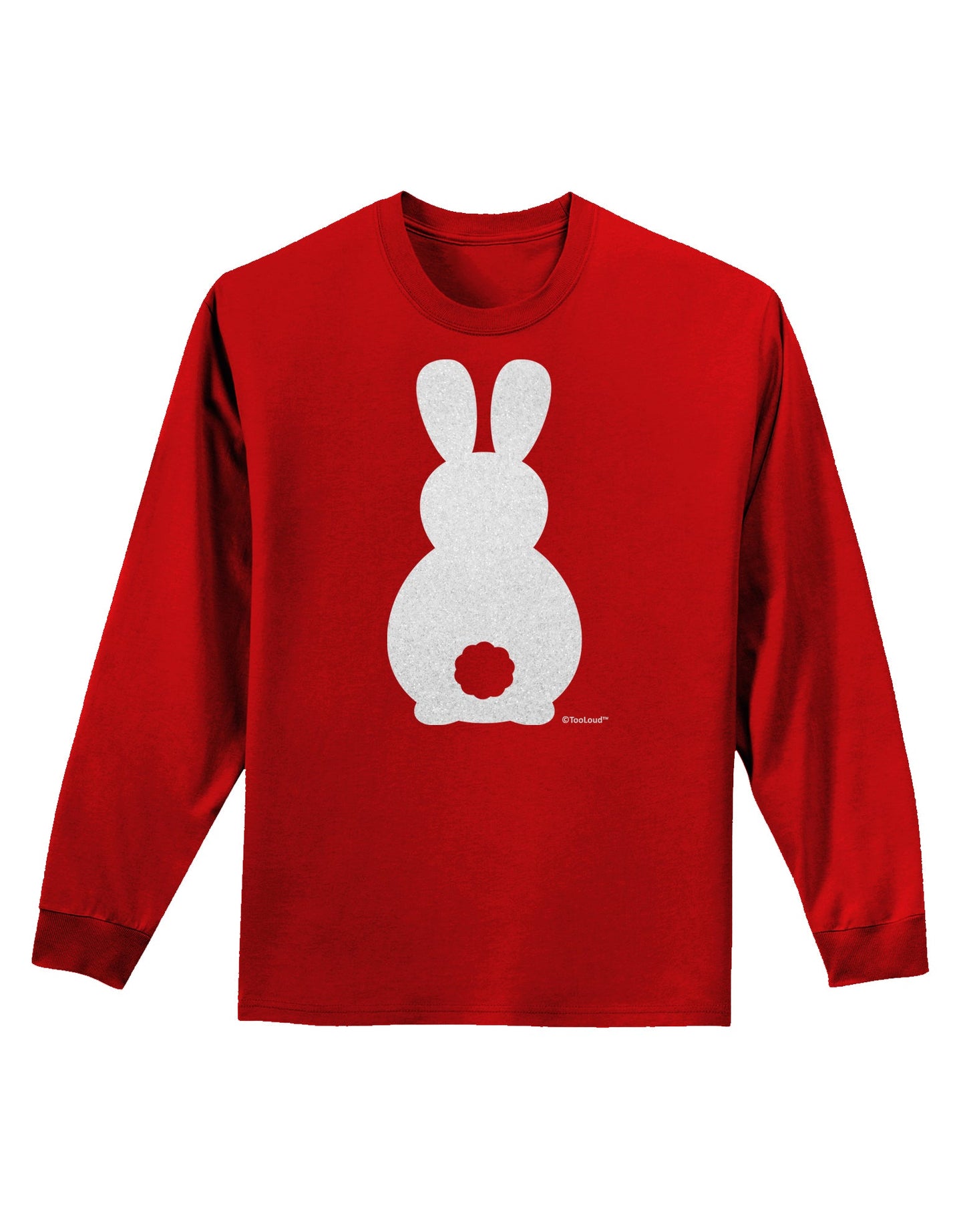 Cute Bunny Silhouette with Tail - White Glitter Adult Long Sleeve Dark T-Shirt by TooLoud-TooLoud-Red-Small-Davson Sales
