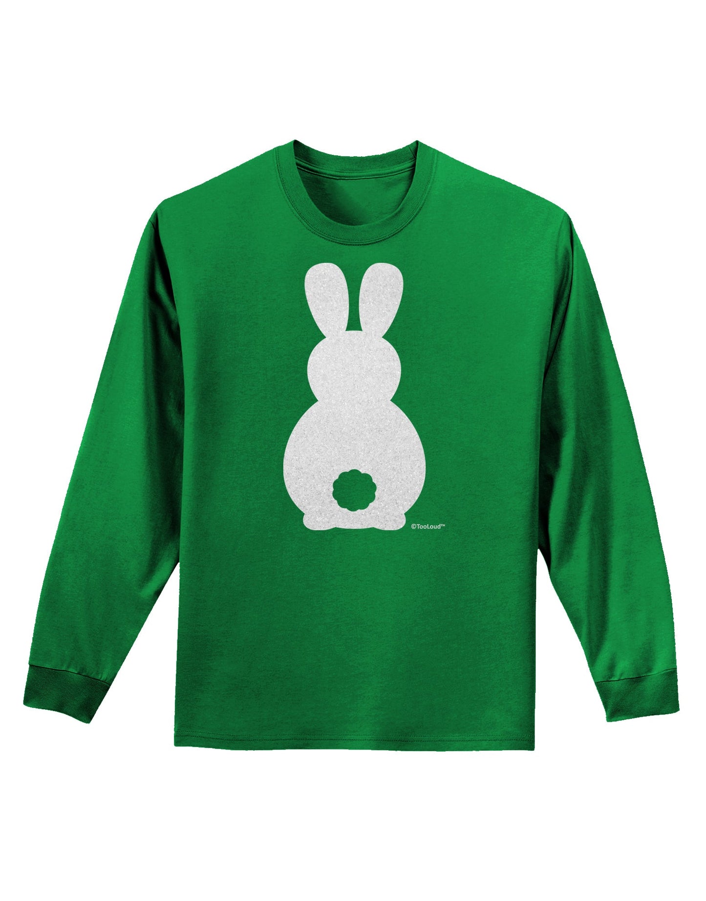 Cute Bunny Silhouette with Tail - White Glitter Adult Long Sleeve Dark T-Shirt by TooLoud-TooLoud-Kelly-Green-Small-Davson Sales