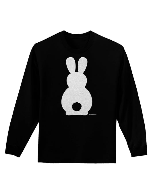 Cute Bunny Silhouette with Tail - White Glitter Adult Long Sleeve Dark T-Shirt by TooLoud-TooLoud-Black-Small-Davson Sales