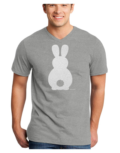 Cute Bunny Silhouette with Tail - White Glitter Adult V-Neck T-shirt by TooLoud-Mens V-Neck T-Shirt-TooLoud-HeatherGray-Small-Davson Sales