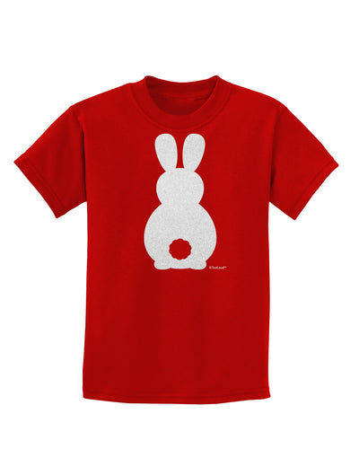 Cute Bunny Silhouette with Tail - White Glitter Childrens Dark T-Shirt by TooLoud-Childrens T-Shirt-TooLoud-Red-X-Small-Davson Sales