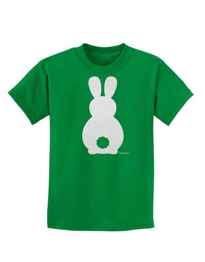 Cute Bunny Silhouette with Tail - White Glitter Childrens Dark T-Shirt by TooLoud-Childrens T-Shirt-TooLoud-Kelly-Green-X-Small-Davson Sales