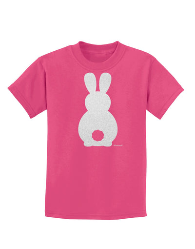 Cute Bunny Silhouette with Tail - White Glitter Childrens Dark T-Shirt by TooLoud-Childrens T-Shirt-TooLoud-Sangria-X-Small-Davson Sales