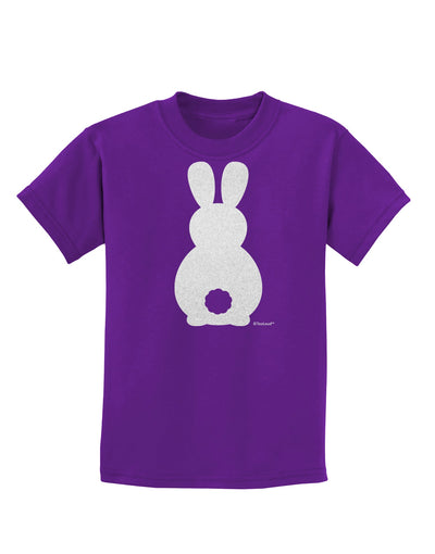 Cute Bunny Silhouette with Tail - White Glitter Childrens Dark T-Shirt by TooLoud-Childrens T-Shirt-TooLoud-Purple-X-Small-Davson Sales