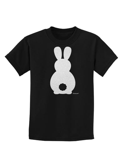 Cute Bunny Silhouette with Tail - White Glitter Childrens Dark T-Shirt by TooLoud-Childrens T-Shirt-TooLoud-Black-X-Small-Davson Sales