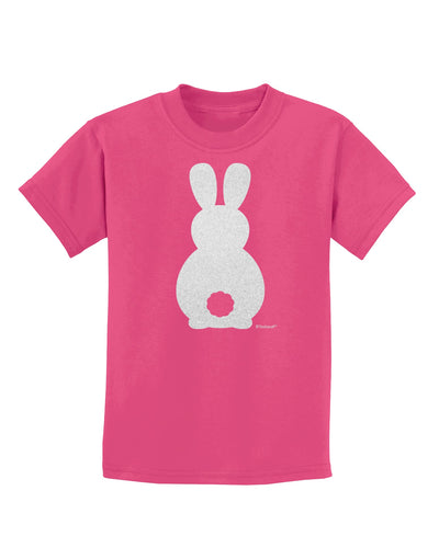 Cute Bunny Silhouette with Tail - White Glitter Childrens T-Shirt by TooLoud-Childrens T-Shirt-TooLoud-Sangria-X-Small-Davson Sales