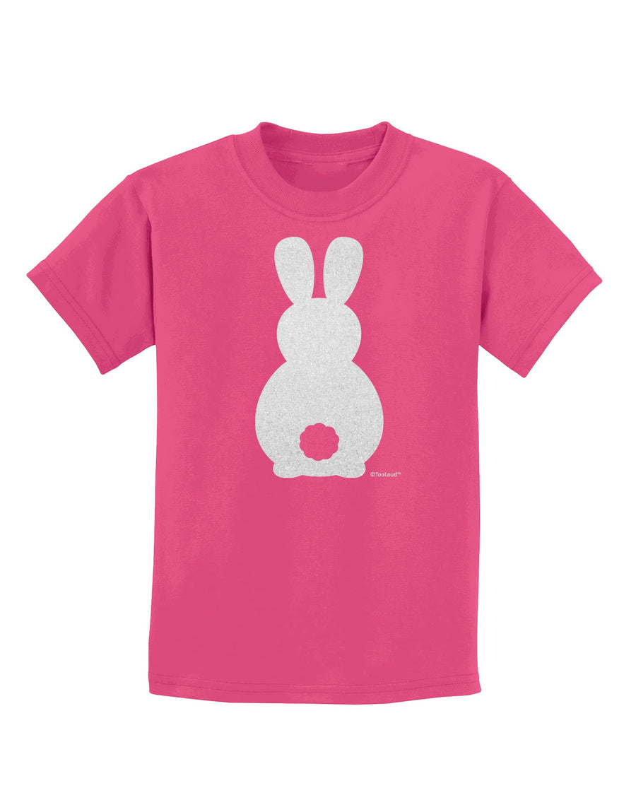 Cute Bunny Silhouette with Tail - White Glitter Childrens T-Shirt by TooLoud-Childrens T-Shirt-TooLoud-PalePink-X-Small-Davson Sales