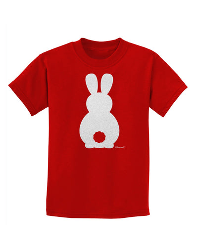 Cute Bunny Silhouette with Tail - White Glitter Childrens T-Shirt by TooLoud-Childrens T-Shirt-TooLoud-Red-X-Small-Davson Sales