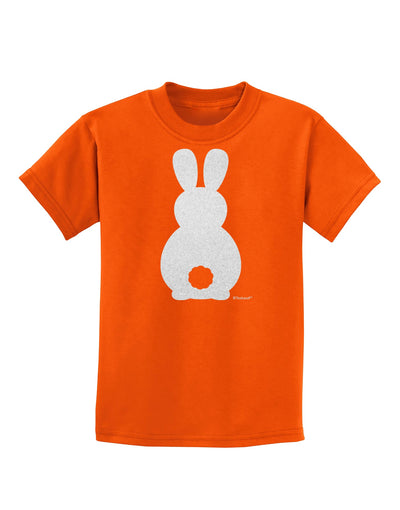 Cute Bunny Silhouette with Tail - White Glitter Childrens T-Shirt by TooLoud-Childrens T-Shirt-TooLoud-Orange-X-Small-Davson Sales