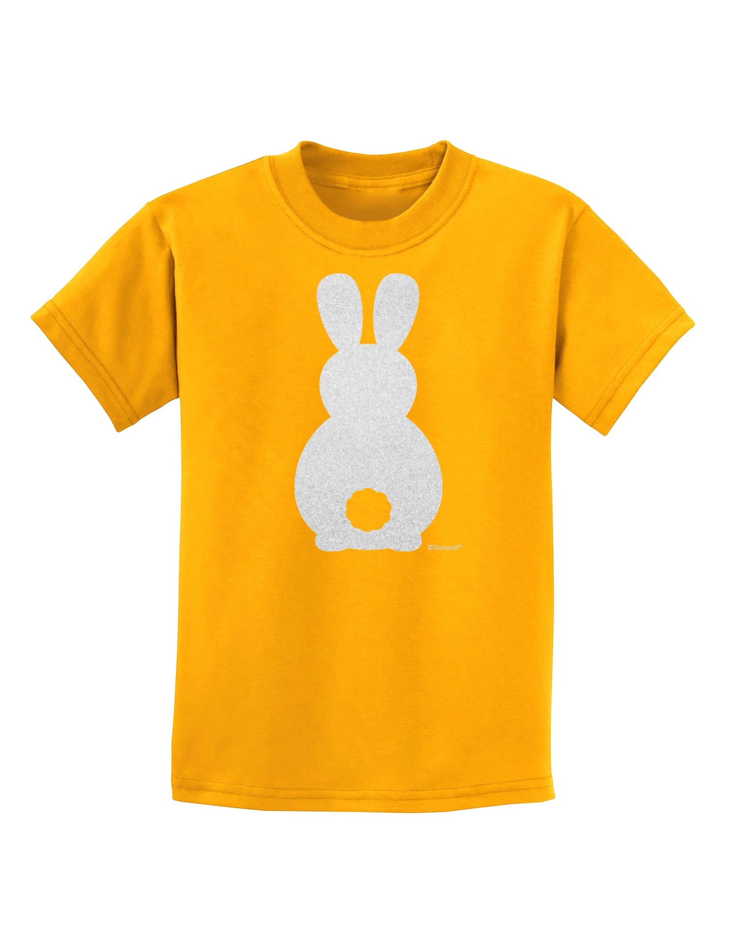 Cute Bunny Silhouette with Tail - White Glitter Childrens T-Shirt by TooLoud-Childrens T-Shirt-TooLoud-Gold-X-Small-Davson Sales