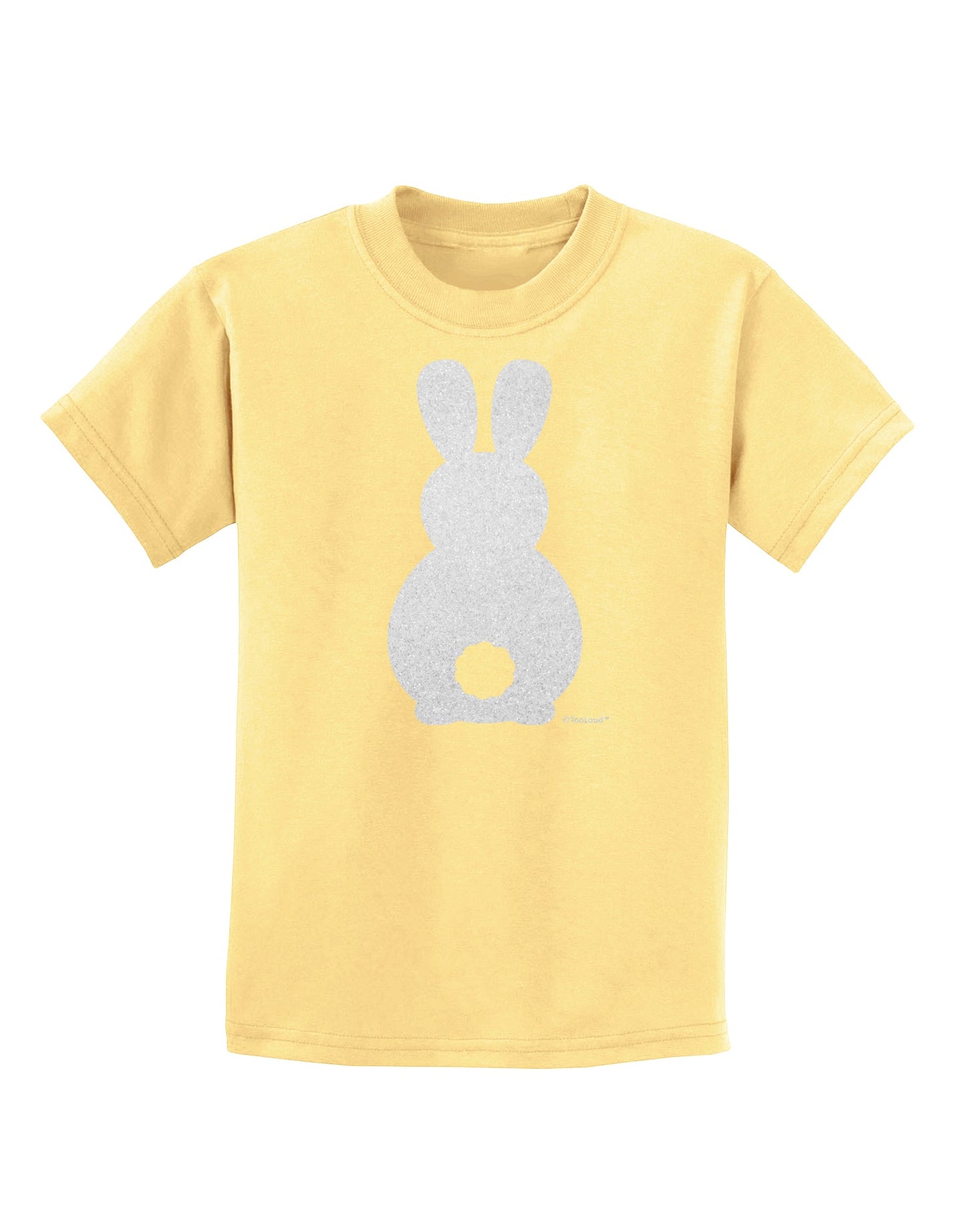 Cute Bunny Silhouette with Tail - White Glitter Childrens T-Shirt by TooLoud-Childrens T-Shirt-TooLoud-Daffodil-Yellow-X-Small-Davson Sales
