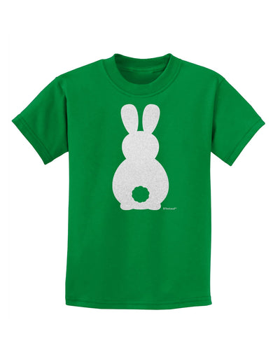 Cute Bunny Silhouette with Tail - White Glitter Childrens T-Shirt by TooLoud-Childrens T-Shirt-TooLoud-Kelly-Green-X-Small-Davson Sales