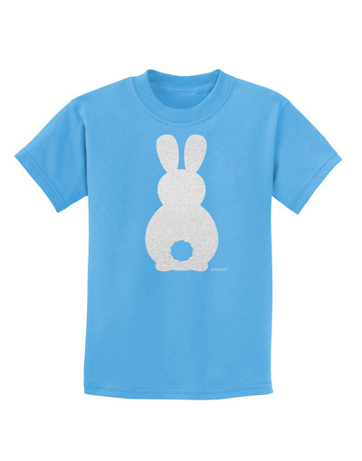 Cute Bunny Silhouette with Tail - White Glitter Childrens T-Shirt by TooLoud-Childrens T-Shirt-TooLoud-Aquatic-Blue-X-Small-Davson Sales