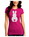 Cute Bunny Silhouette with Tail - White Glitter Juniors Crew Dark T-Shirt by TooLoud-T-Shirts Juniors Tops-TooLoud-Hot-Pink-Juniors Fitted Small-Davson Sales