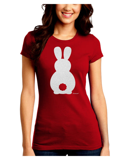 Cute Bunny Silhouette with Tail - White Glitter Juniors Crew Dark T-Shirt by TooLoud-T-Shirts Juniors Tops-TooLoud-Red-Juniors Fitted Small-Davson Sales