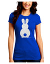 Cute Bunny Silhouette with Tail - White Glitter Juniors Crew Dark T-Shirt by TooLoud-T-Shirts Juniors Tops-TooLoud-Royal-Blue-Juniors Fitted Small-Davson Sales