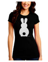 Cute Bunny Silhouette with Tail - White Glitter Juniors Crew Dark T-Shirt by TooLoud-T-Shirts Juniors Tops-TooLoud-Black-Juniors Fitted Small-Davson Sales