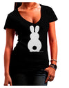 Cute Bunny Silhouette with Tail - White Glitter Juniors V-Neck Dark T-Shirt by TooLoud-Womens V-Neck T-Shirts-TooLoud-Black-Juniors Fitted Small-Davson Sales