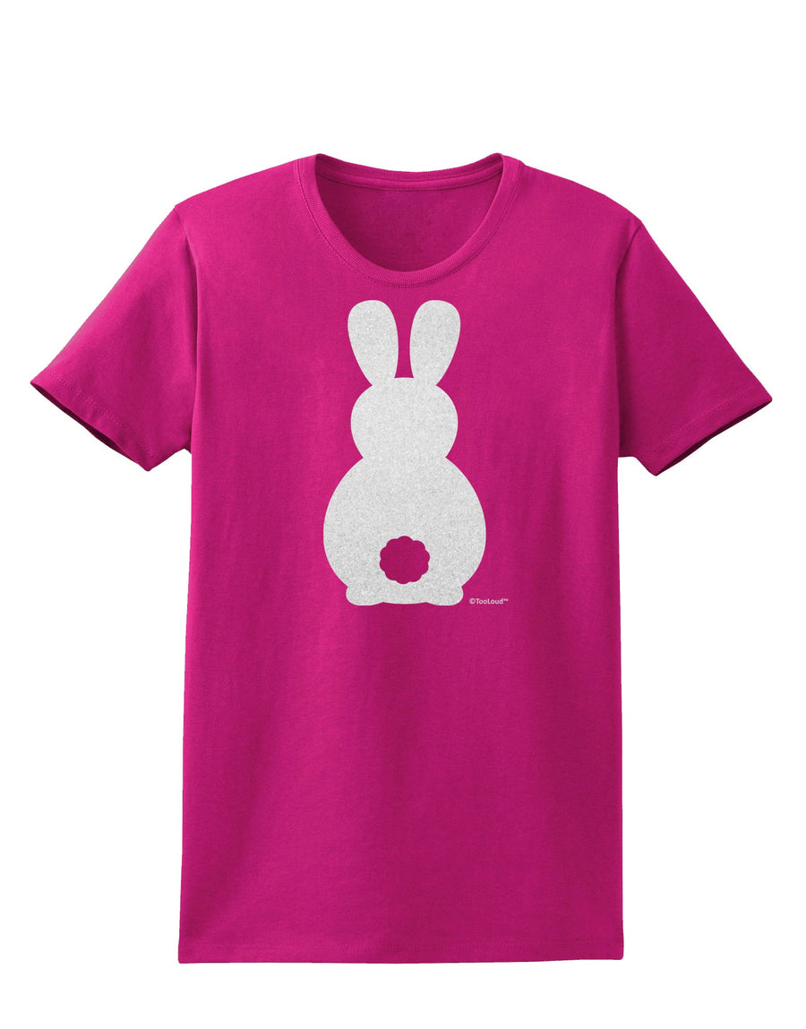 Cute Bunny Silhouette with Tail - White Glitter Womens Dark T-Shirt by TooLoud-Womens T-Shirt-TooLoud-Black-X-Small-Davson Sales