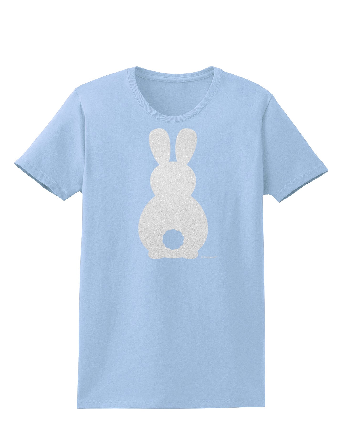 Cute Bunny Silhouette with Tail - White Glitter Womens T-Shirt by TooLoud-Womens T-Shirt-TooLoud-Light-Blue-X-Small-Davson Sales