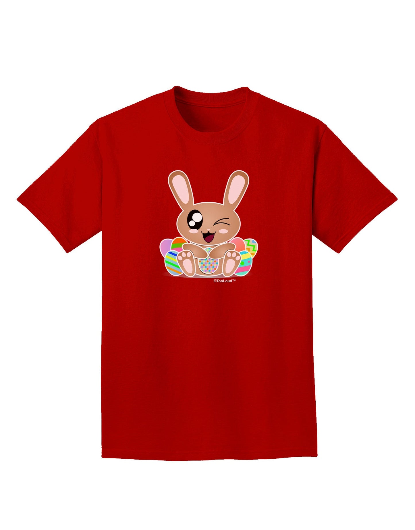 Cute Bunny with Eggs Adult Dark T-Shirt-Mens T-Shirt-TooLoud-Red-Small-Davson Sales
