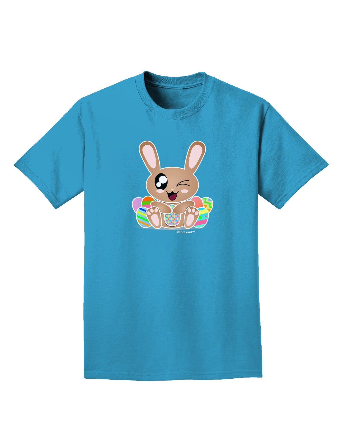 Cute Bunny with Eggs Adult Dark T-Shirt-Mens T-Shirt-TooLoud-Turquoise-Small-Davson Sales