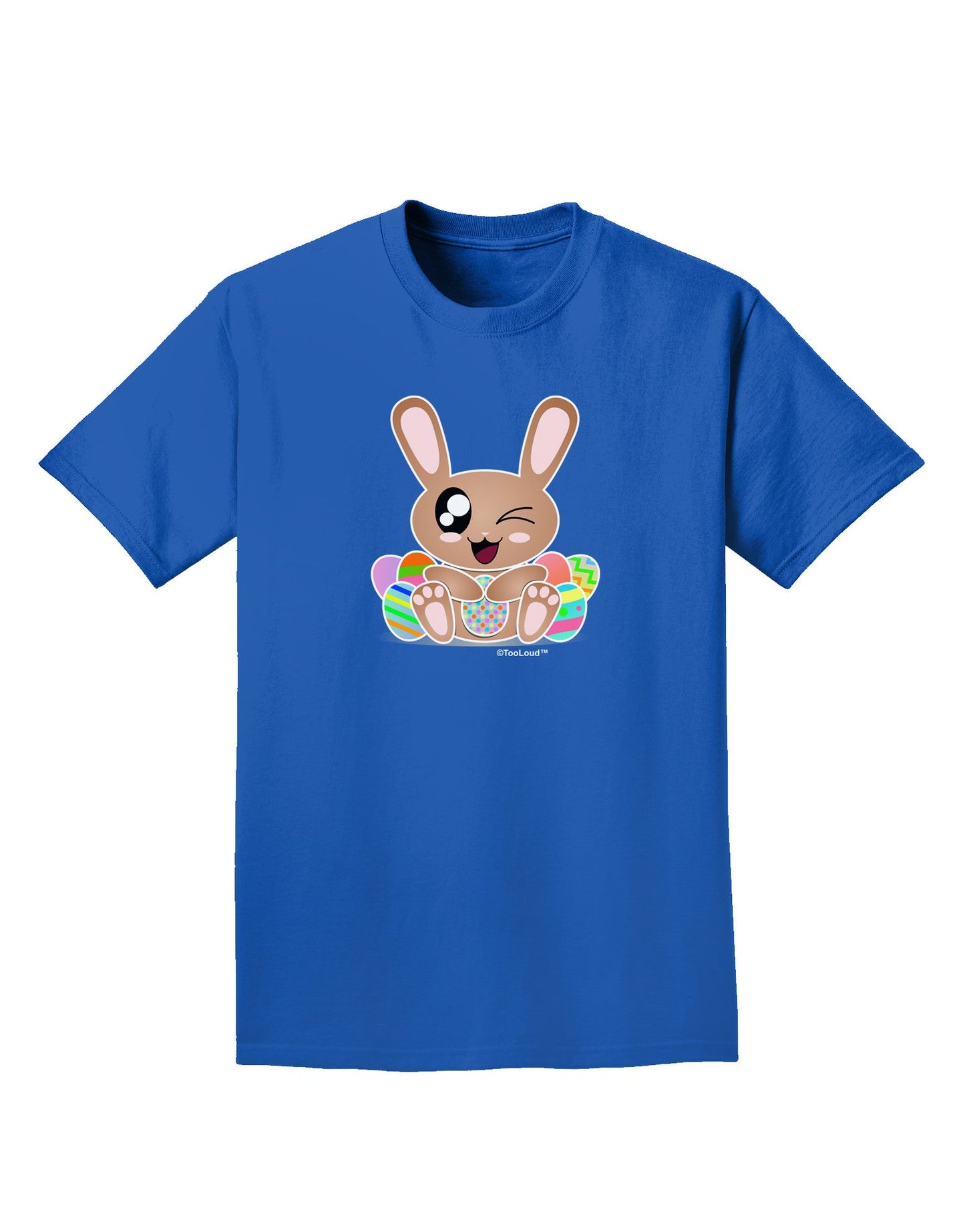 Cute Bunny with Eggs Adult Dark T-Shirt-Mens T-Shirt-TooLoud-Royal-Blue-Small-Davson Sales