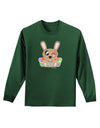 Cute Bunny with Eggs Adult Long Sleeve Dark T-Shirt-TooLoud-Dark-Green-Small-Davson Sales