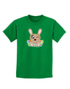 Cute Bunny with Eggs Childrens Dark T-Shirt-Childrens T-Shirt-TooLoud-Kelly-Green-X-Small-Davson Sales