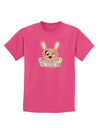 Cute Bunny with Eggs Childrens Dark T-Shirt-Childrens T-Shirt-TooLoud-Sangria-X-Small-Davson Sales