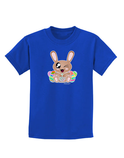 Cute Bunny with Eggs Childrens Dark T-Shirt-Childrens T-Shirt-TooLoud-Royal-Blue-X-Small-Davson Sales