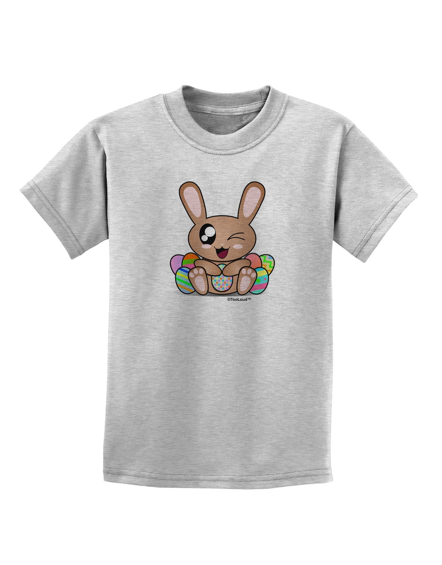 Cute Bunny with Eggs Childrens T-Shirt-Childrens T-Shirt-TooLoud-AshGray-X-Small-Davson Sales