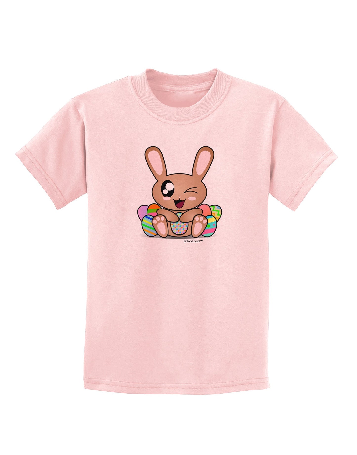 Cute Bunny with Eggs Childrens T-Shirt-Childrens T-Shirt-TooLoud-PalePink-X-Small-Davson Sales